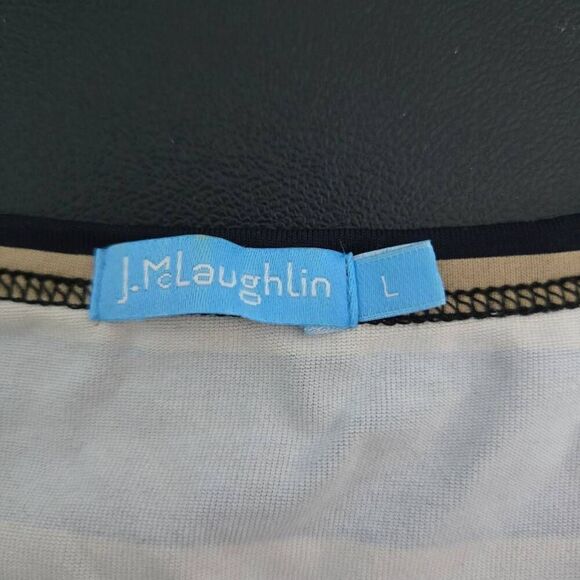 J Mclaughlin Womens Catalina Cloth Henley Dress Size Large Black Striped Coastal - Picture 4 of 7